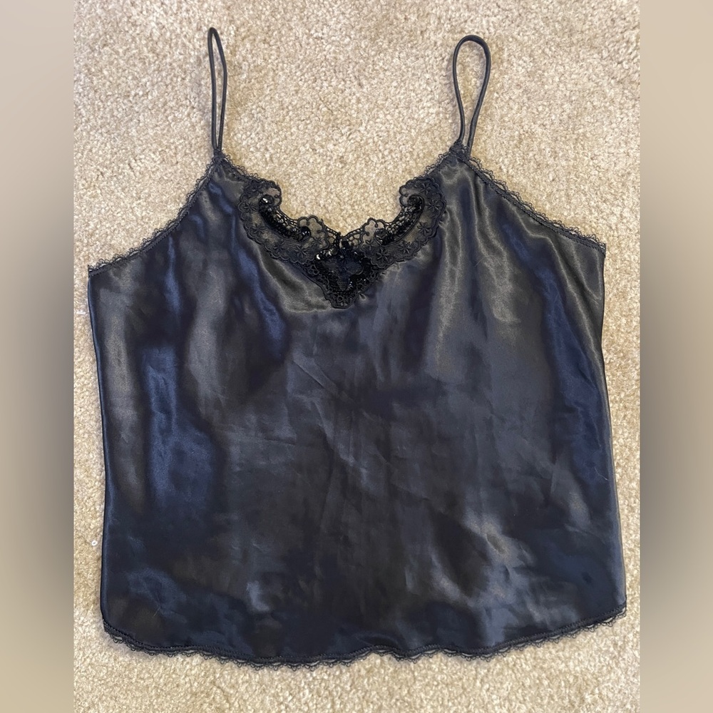 Vintage 90’s Black Satin Lace Cami Top